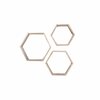 Homeroots Hexagon Rustic Natural Weathered Grey Wood Open Box Shelve - Set of 3 380354